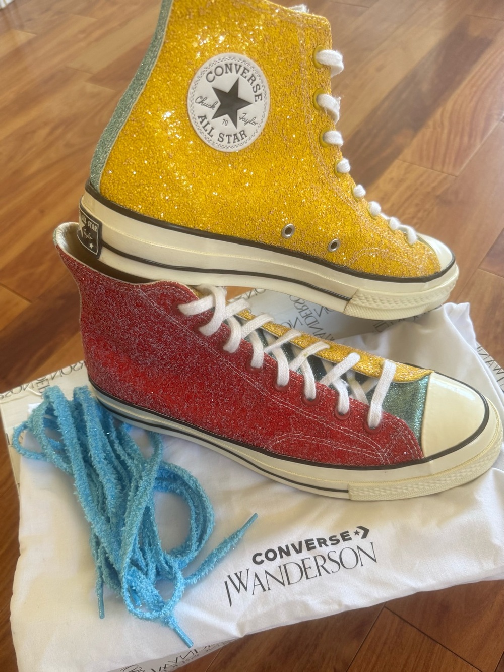 JW Anderson All Star Chuck Taylor HI Glitter Lace-Up Sneakers - Picture 3 of 12